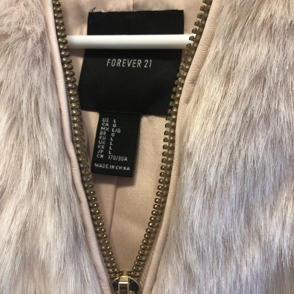 Long Light Pink Faux Fur Coat w/ Hood